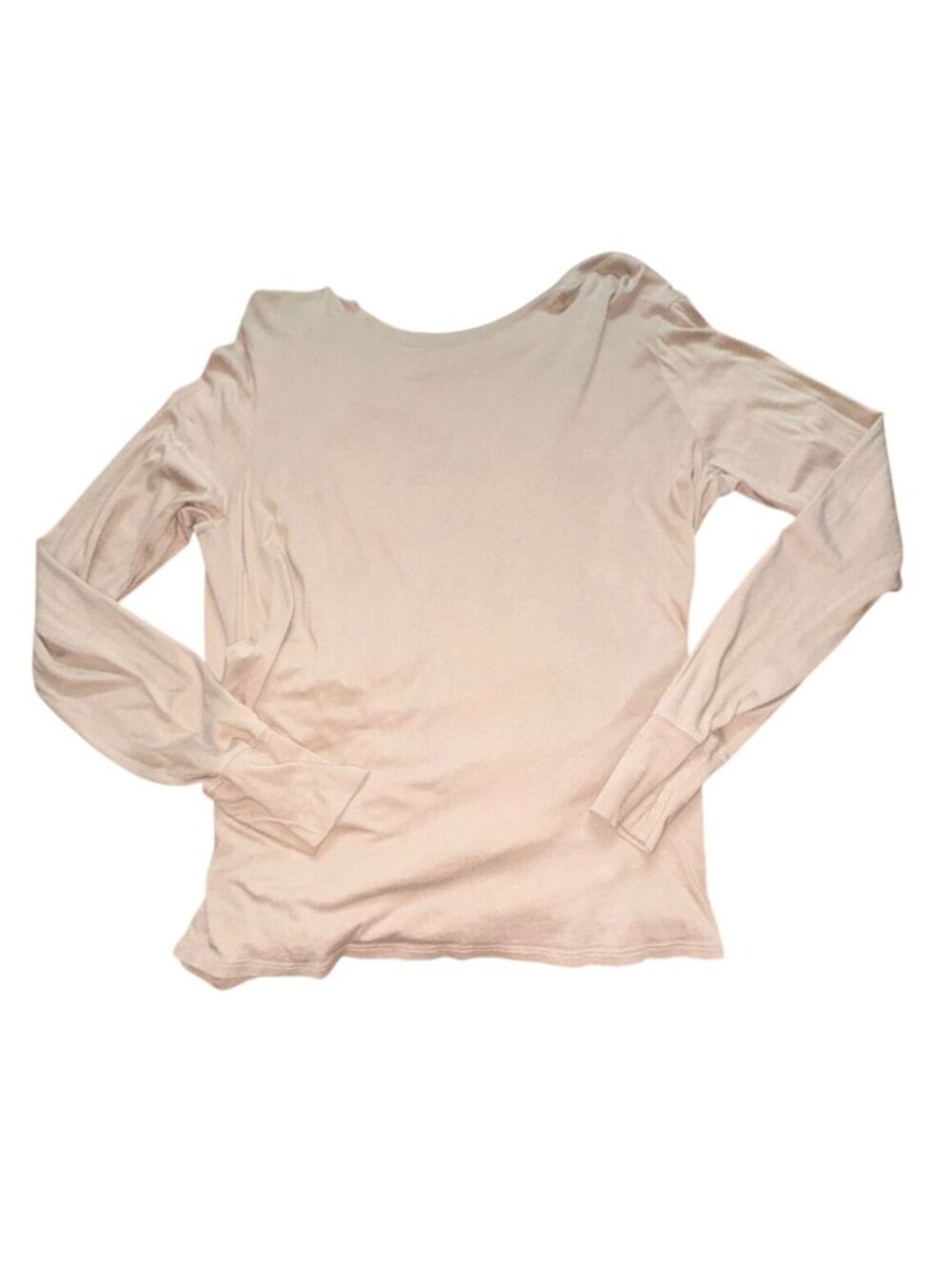 Mona B Womens Round Neck Shirt W/ Back Cut Out-Beige-M-GUC